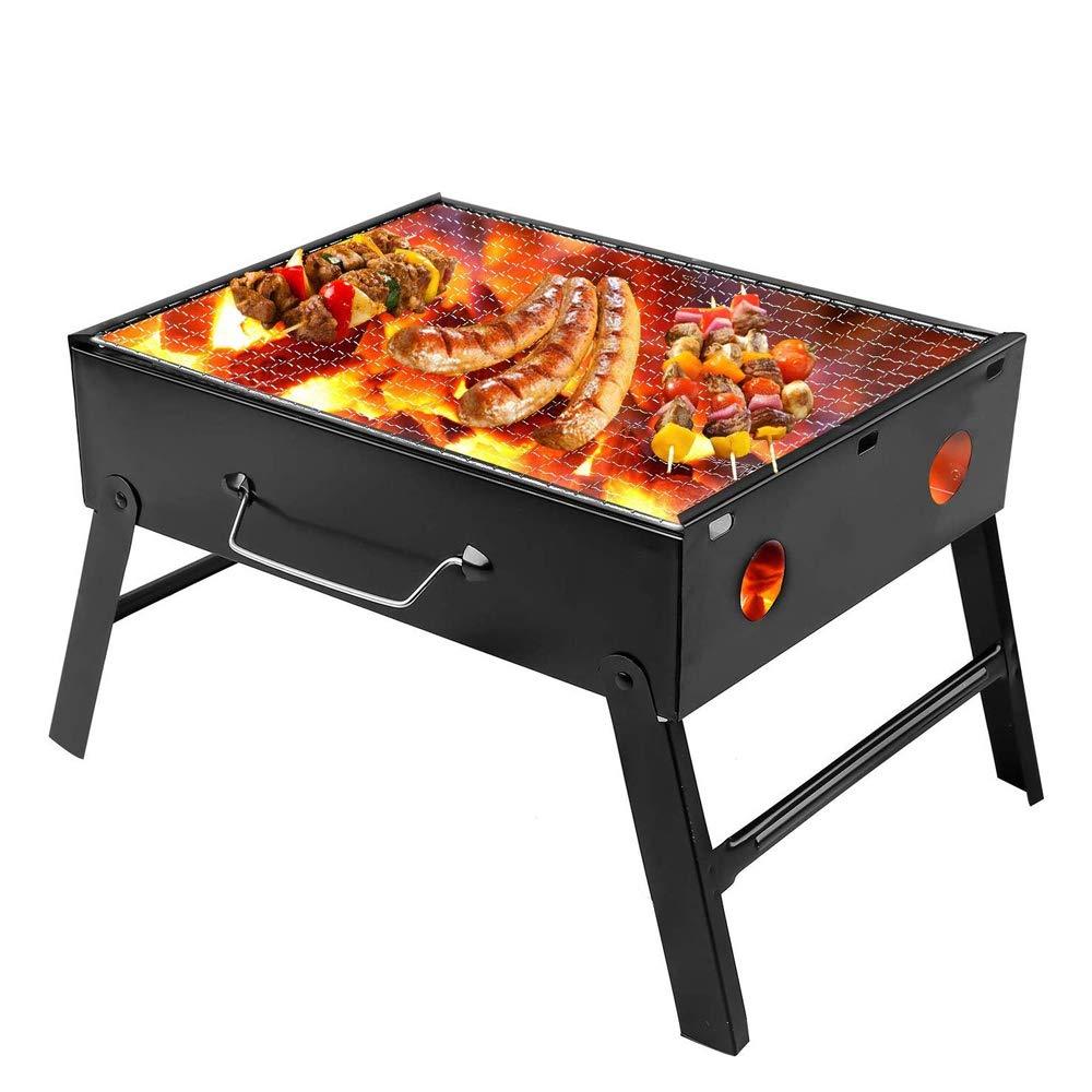 Folding Barbeque Charcoal Grill Oven (Black Carbon Steel)