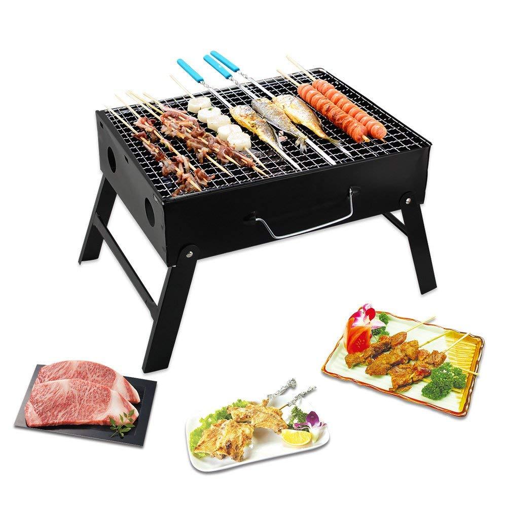 Folding Barbeque Charcoal Grill Oven (Black Carbon Steel)