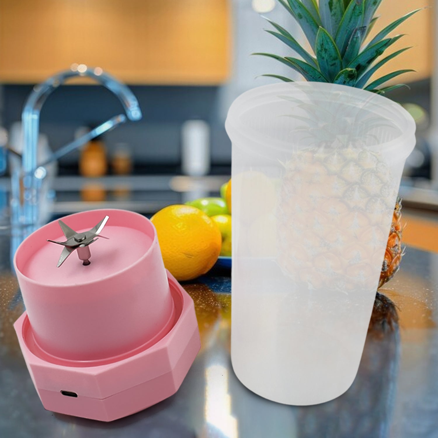 Portable Multifunctional Electric Juicer Cup Usb Juice Maker 6 Blade (350 Ml)